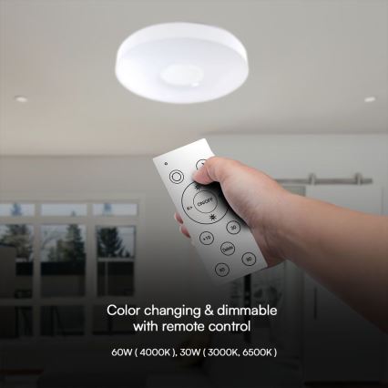 LED Димируем плафон LED/60W/230V 3000-6500K 49,5 см бял + дистанционно управление