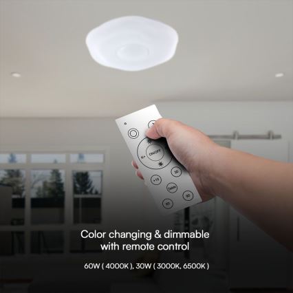 LED Димируем плафон LED/60W/230V 3000-6500K 50 см бял + дистанционно управление