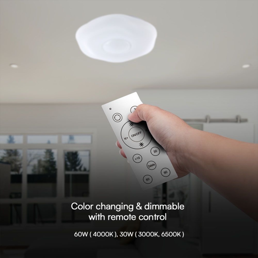 LED Димируем плафон LED/60W/230V 3000-6500K 50 см бял + дистанционно управление