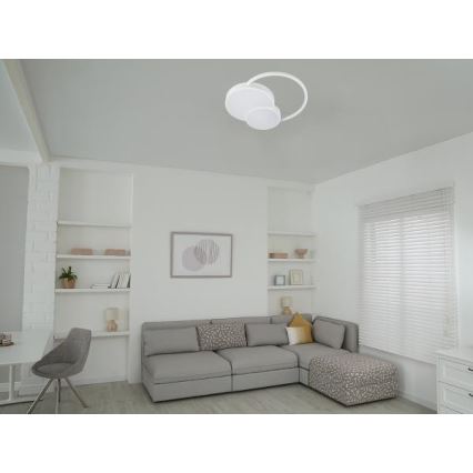 LED Димируем плафон LED/60W/230V 3000-6500K бял + дистанционно управление