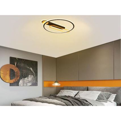 LED Димируем плафон LED/60W/230V 3000-6500K черен + дистанционно управление