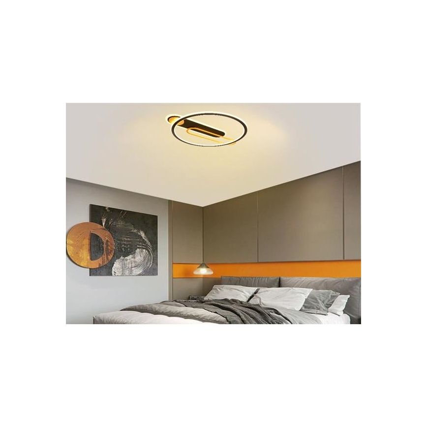LED Димируем плафон LED/60W/230V 3000-6500K черен + дистанционно управление