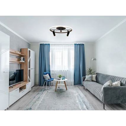 LED Димируем плафон LED/60W/230V 3000-6500K черен + дистанционно управление