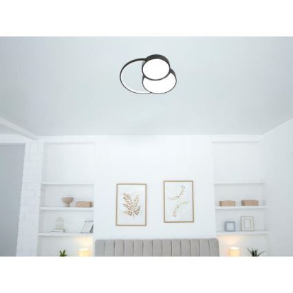 LED Димируем плафон LED/60W/230V 3000-6500K черен + дистанционно управление