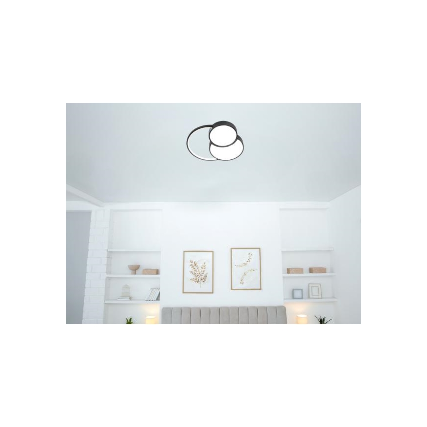 LED Димируем плафон LED/60W/230V 3000-6500K черен + дистанционно управление