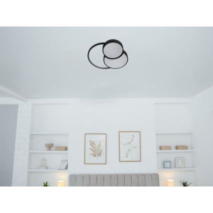 LED Димируем плафон LED/60W/230V 3000-6500K черен + дистанционно управление