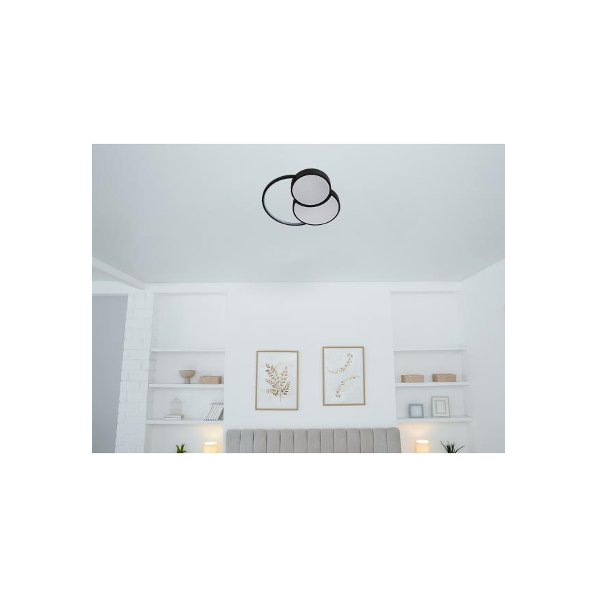 LED Димируем плафон LED/60W/230V 3000-6500K черен + дистанционно управление