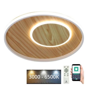 LED Димируем плафон LED/65W/230V 3000-6500K кафяв + дистанционно управление