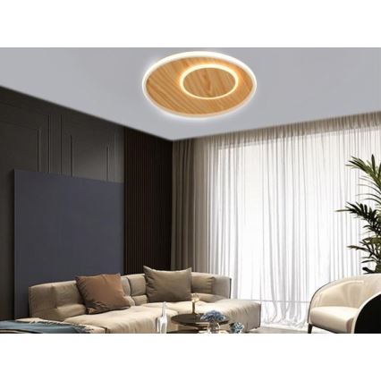 LED Димируем плафон LED/65W/230V 3000-6500K кафяв + дистанционно управление