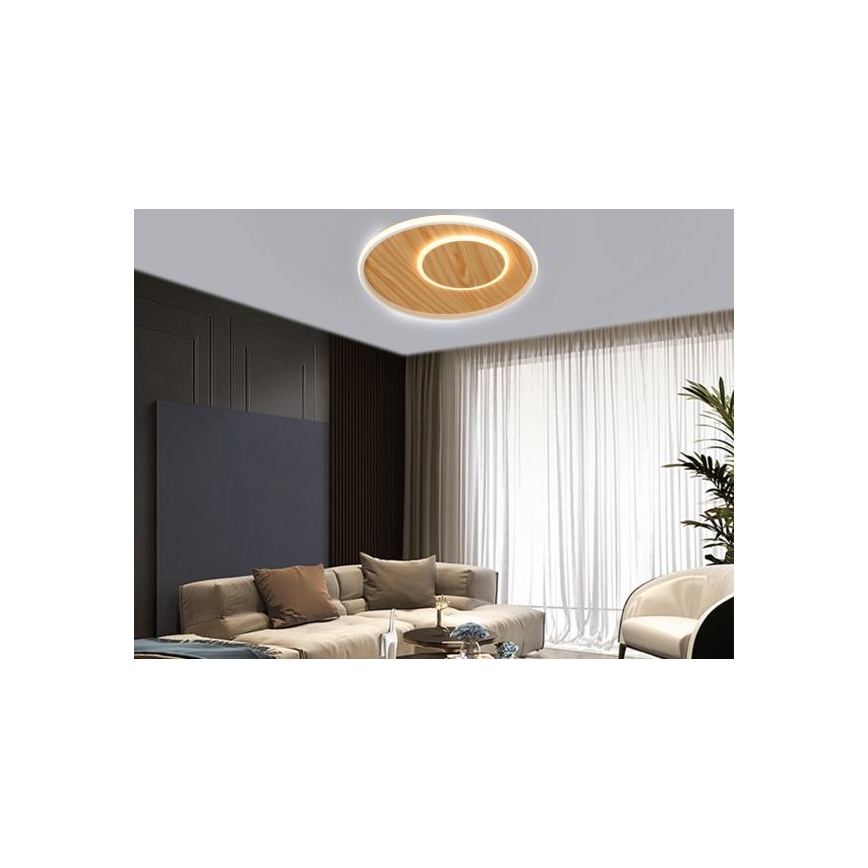 LED Димируем плафон LED/65W/230V 3000-6500K кафяв + дистанционно управление