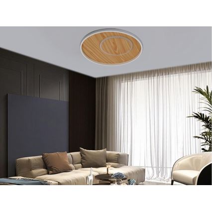 LED Димируем плафон LED/65W/230V 3000-6500K кафяв + дистанционно управление