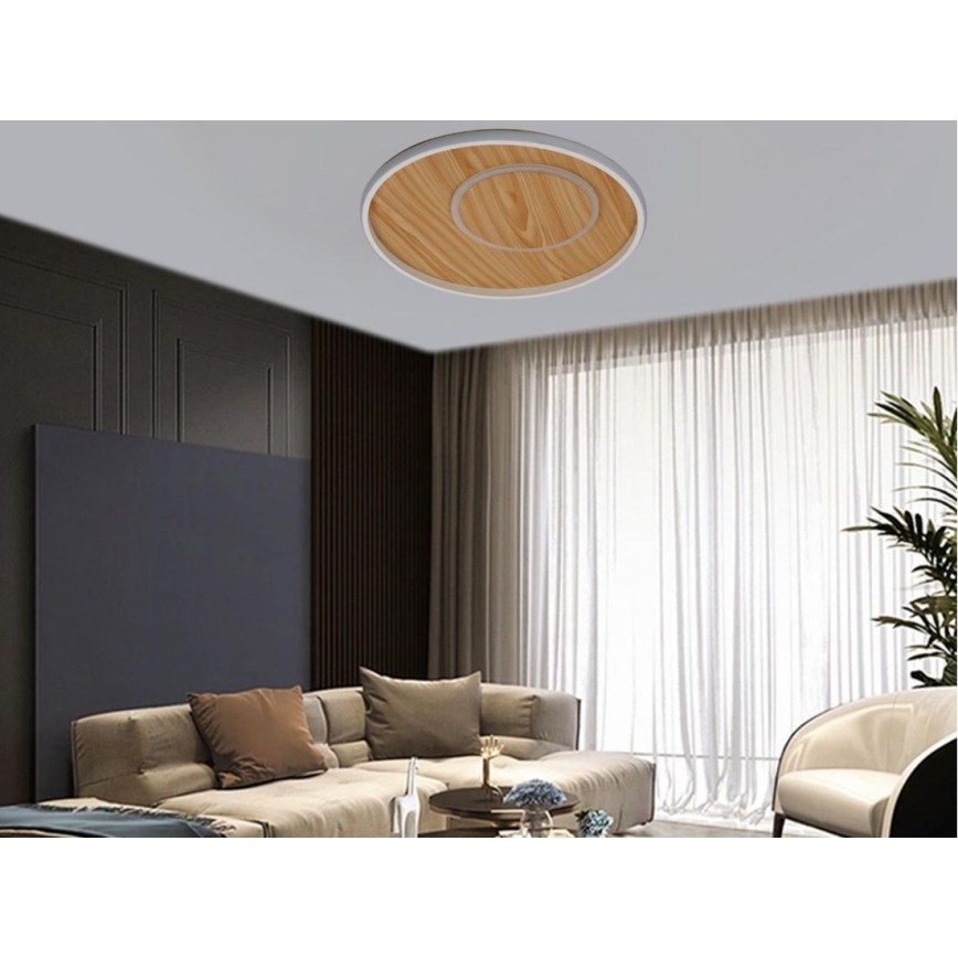 LED Димируем плафон LED/65W/230V 3000-6500K кафяв + дистанционно управление