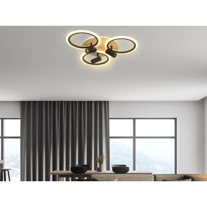 LED Димируем плафон LED/70W/230V 3000-6500K черен/кафяв + дистанционно управление