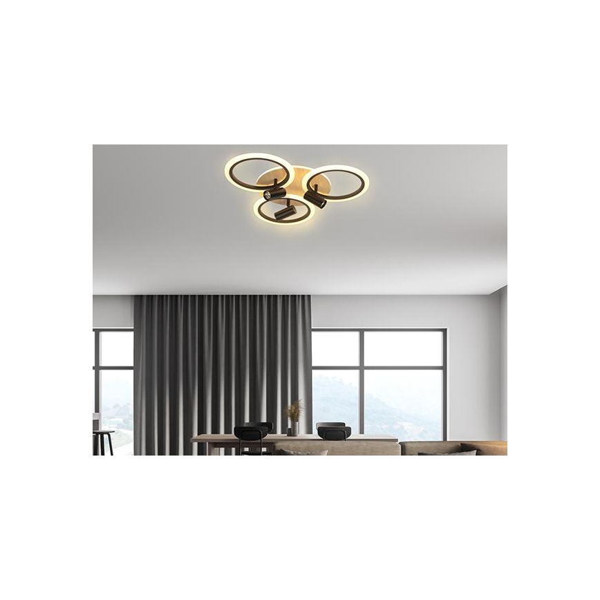 LED Димируем плафон LED/70W/230V 3000-6500K черен/кафяв + дистанционно управление