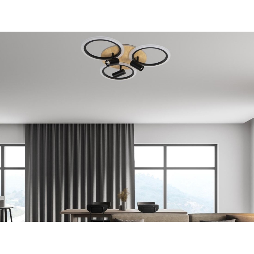 LED Димируем плафон LED/70W/230V 3000-6500K черен/кафяв + дистанционно управление