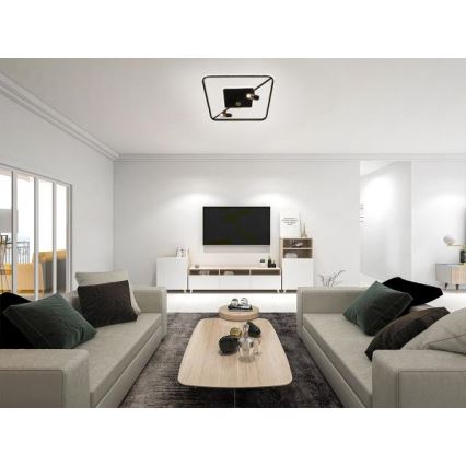 LED Димируем плафон LED/70W/230V 3000-6500K черен + дистанционно управление