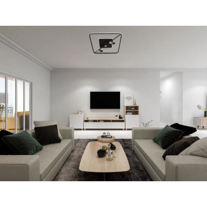 LED Димируем плафон LED/70W/230V 3000-6500K черен + дистанционно управление