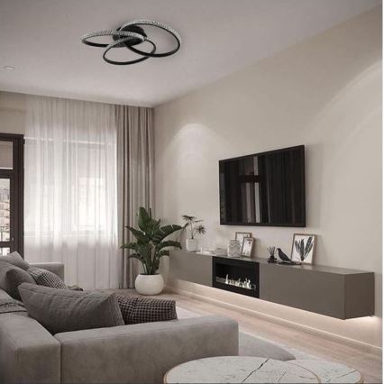 LED Димируем плафон LED/70W/230V 3000-6500K черен + дистанционно управление