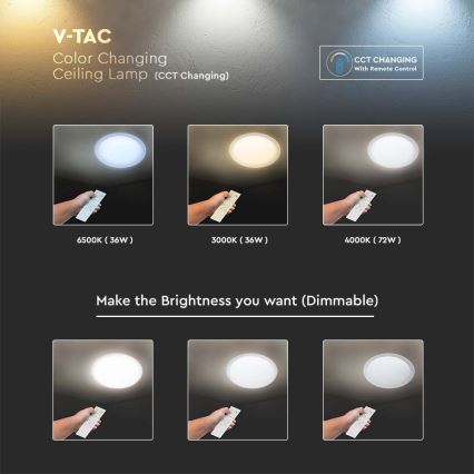 LED Димируем плафон LED/72W/230V 3000-6500K Ø 67 см бял + дистанционно управление