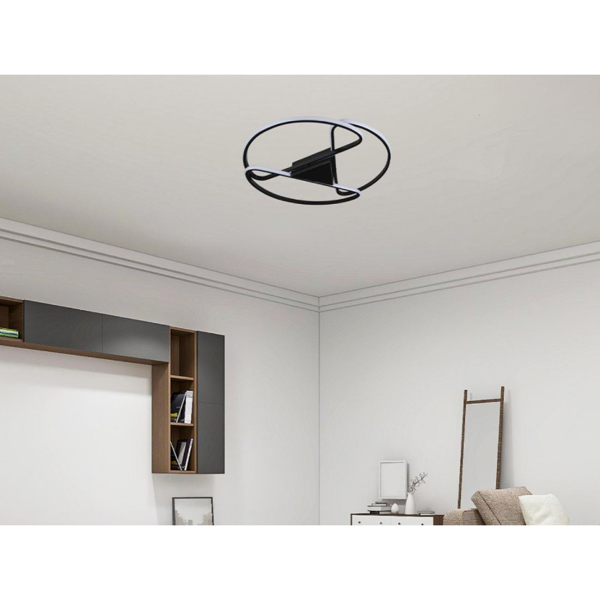 LED Димируем плафон LED/75W/230V 3000-6500K черен + дистанционно управление
