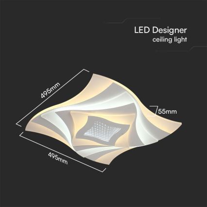 LED Димируем плафон LED/75W/230V 3000-6500K + дистанционно управление