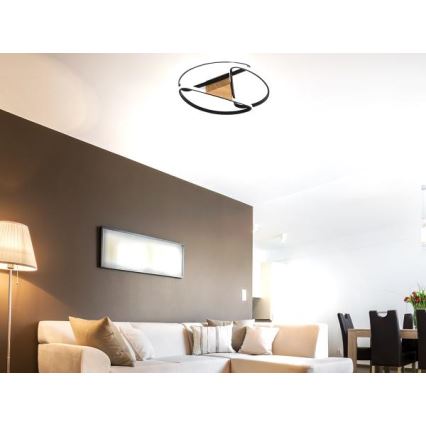 LED Димируем плафон LED/75W/230V 3000-6500K кафяв/черен + дистанционно управление