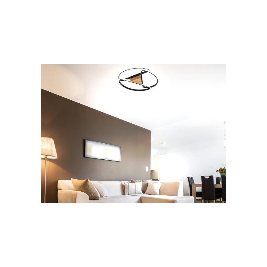 LED Димируем плафон LED/75W/230V 3000-6500K кафяв/черен + дистанционно управление