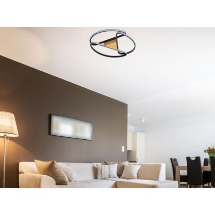 LED Димируем плафон LED/75W/230V 3000-6500K кафяв/черен + дистанционно управление