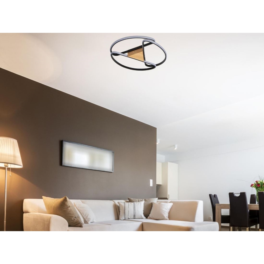 LED Димируем плафон LED/75W/230V 3000-6500K кафяв/черен + дистанционно управление