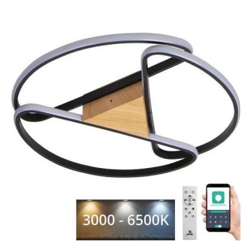 LED Димируем плафон LED/75W/230V 3000-6500K кафяв/черен + дистанционно управление