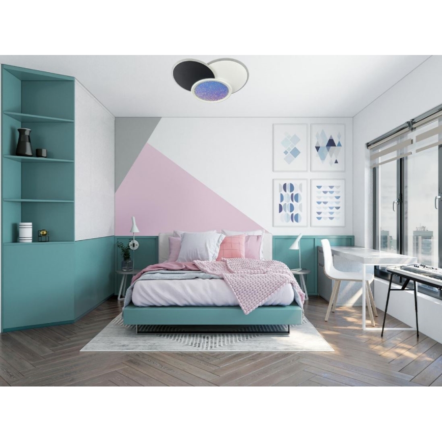LED Димируем плафон LED/80W/230V 3000-6500K бял + дистанционно управление