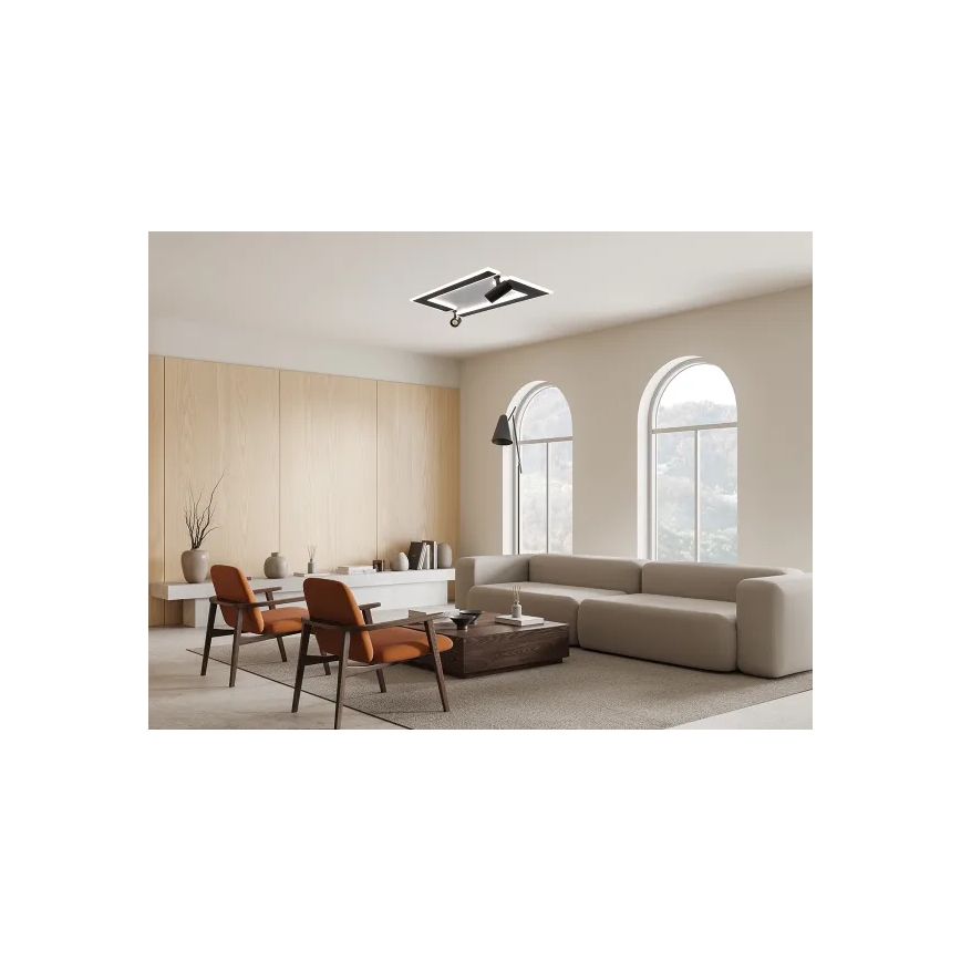 LED Димируем плафон LED/80W/230V 3000-6500K черен + дистанционно управление