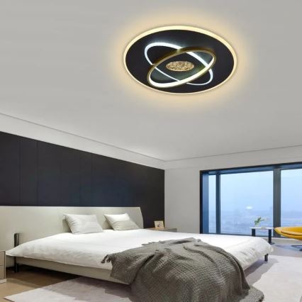 LED Димируем плафон LED/80W/230V 3000-6500K черен + дистанционно управление