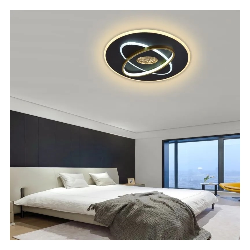 LED Димируем плафон LED/80W/230V 3000-6500K черен + дистанционно управление