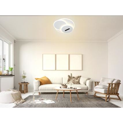 LED Димируем плафон LED/90W/230V 3000-6500K бял + дистанционно управление