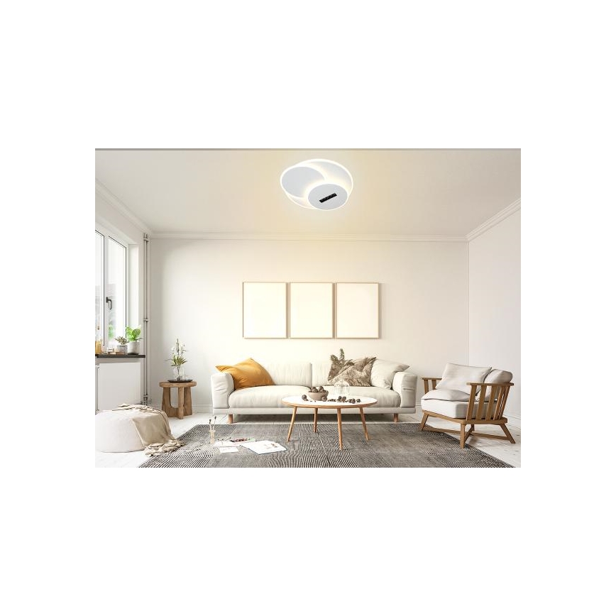 LED Димируем плафон LED/90W/230V 3000-6500K бял + дистанционно управление