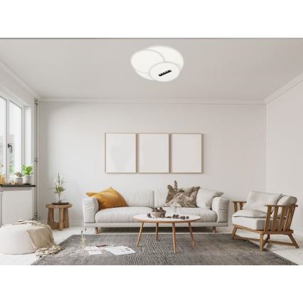 LED Димируем плафон LED/90W/230V 3000-6500K бял + дистанционно управление