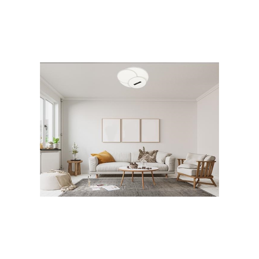 LED Димируем плафон LED/90W/230V 3000-6500K бял + дистанционно управление