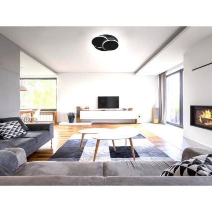 LED Димируем плафон LED/90W/230V 3000-6500K черен + дистанционно управление