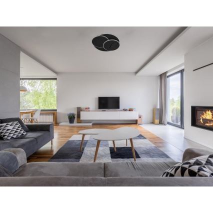 LED Димируем плафон LED/90W/230V 3000-6500K черен + дистанционно управление