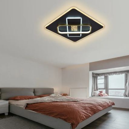 LED Димируем плафон LED/90W/230V 3000-6500K черен + дистанционно управление