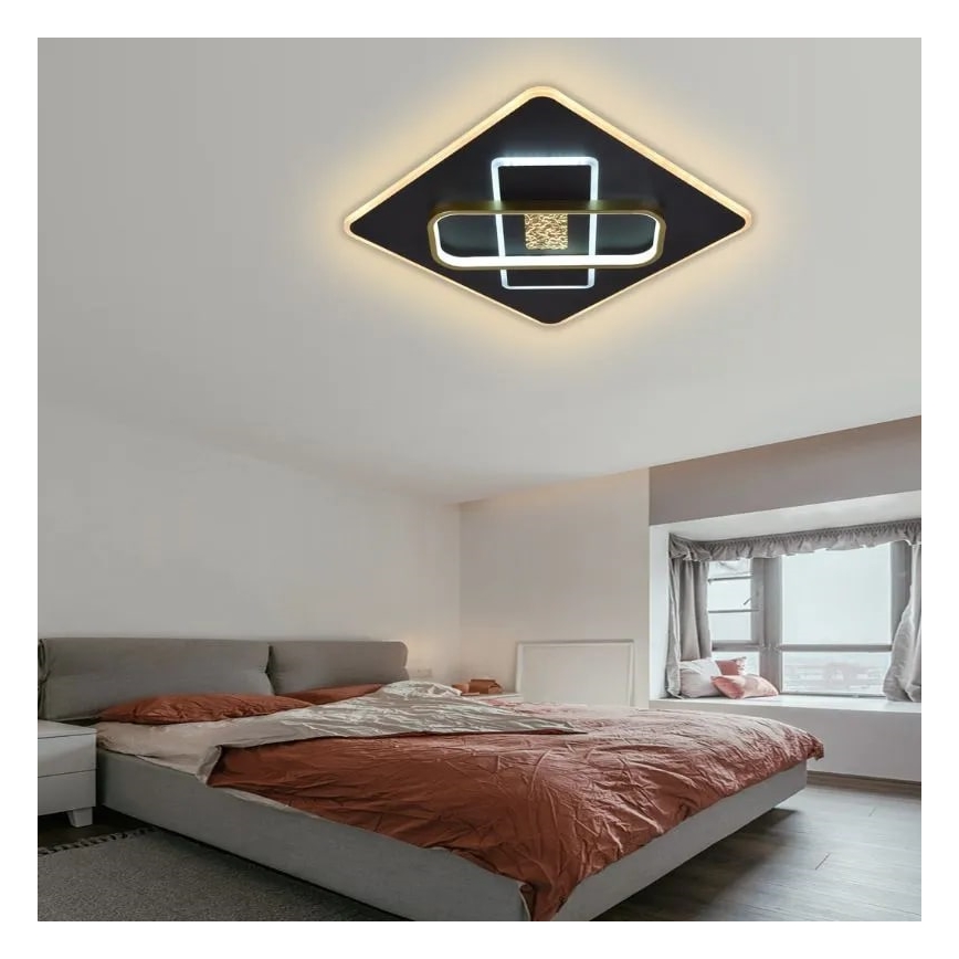 LED Димируем плафон LED/90W/230V 3000-6500K черен + дистанционно управление