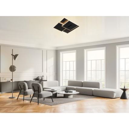 LED Димируем плафон LED/95W/230V 3000-6500K черен + дистанционно управление