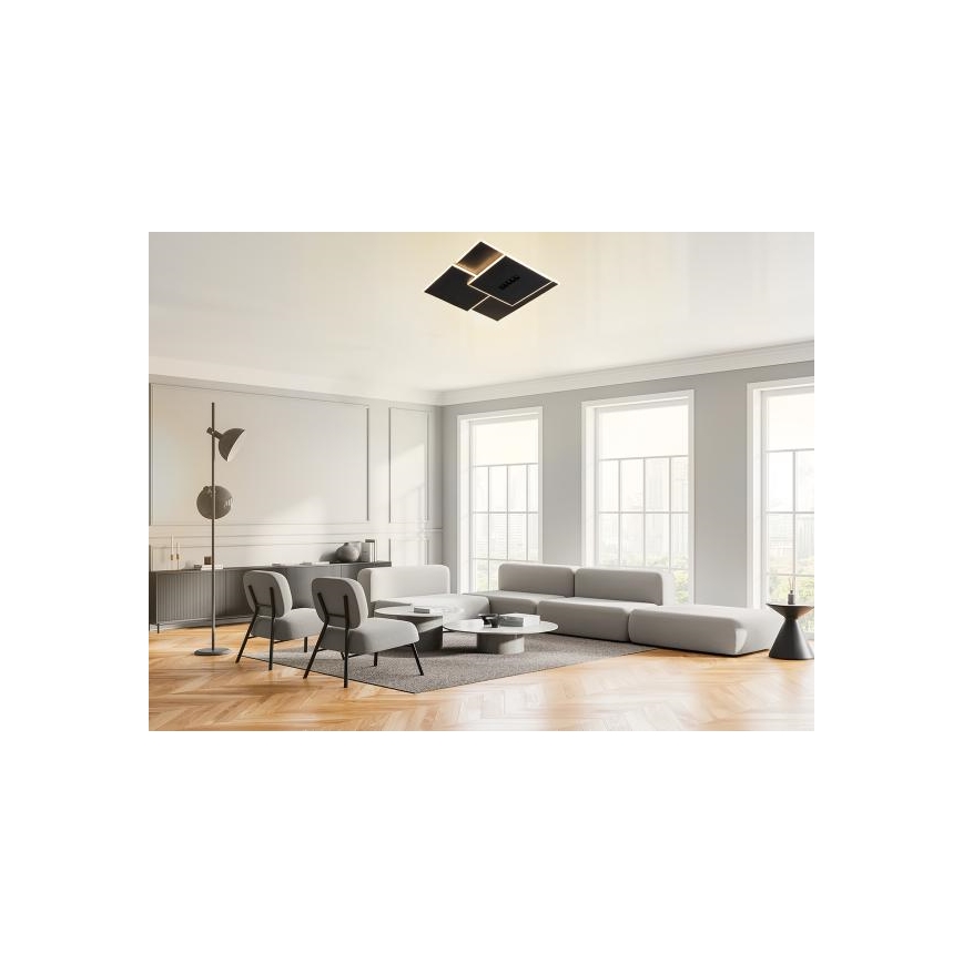 LED Димируем плафон LED/95W/230V 3000-6500K черен + дистанционно управление