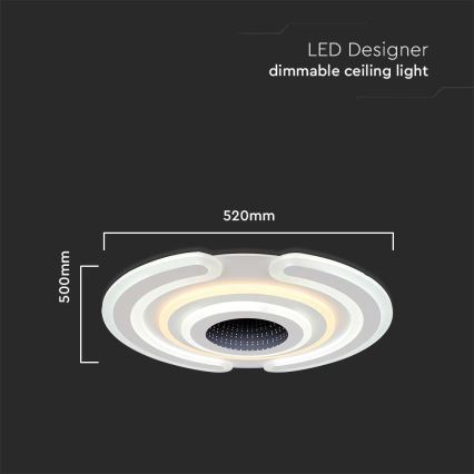 LED Димируем плафон LED/95W/230V 3000-6500K + дистанционно управление