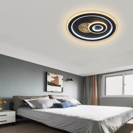 LED Димируем плафон LED/95W/230V 3000-6500K черен + дистанционно управление