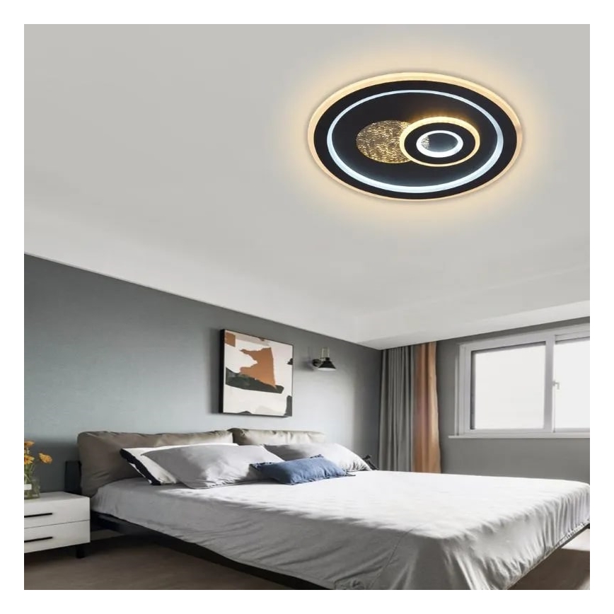 LED Димируем плафон LED/95W/230V 3000-6500K черен + дистанционно управление