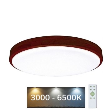 LED Димируем плафон LENA LED/24W/230V 3000-6500K дъб + дистанционно управление