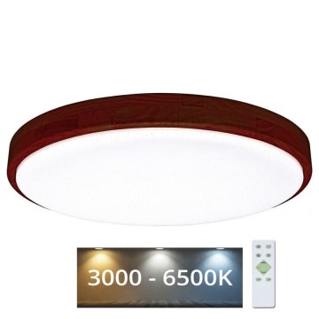 LED Димируем плафон LENA LED/60W/230V 3000-6500K дъб + дистанционно управление