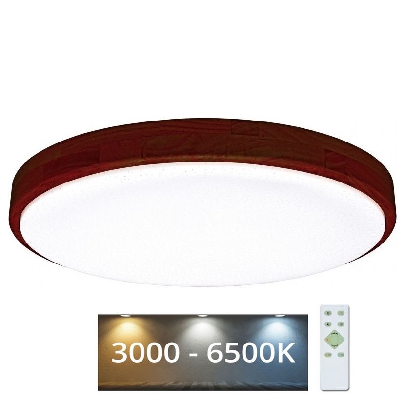 LED Димируем плафон LENA LED/60W/230V 3000-6500K дъб + дистанционно управление
